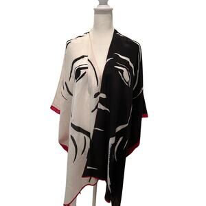 Cocoon House Silk Kimono Art to Wear Lightweight Open Front Illustration OS